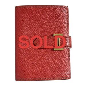 HERMES Bearn - Rouge Pivoine Veau Epsom X Card Case 434-070825